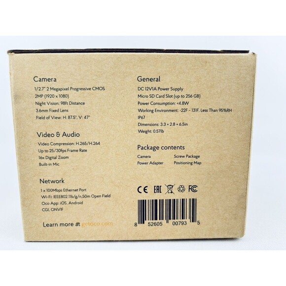 OCO Pro Bullet v3 Wi-Fi 1080p Wireless Security Camera Cloud‎ Night Vision & Mic - Picture 2 of 10